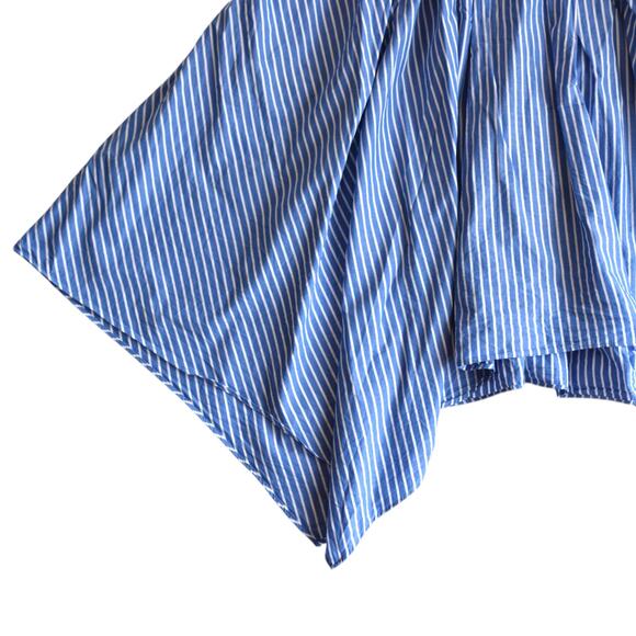 Tahari Blue & White Pinstripe Handkerchief Hem Sleeveless Dress Petite Large - Picture 4 of 7